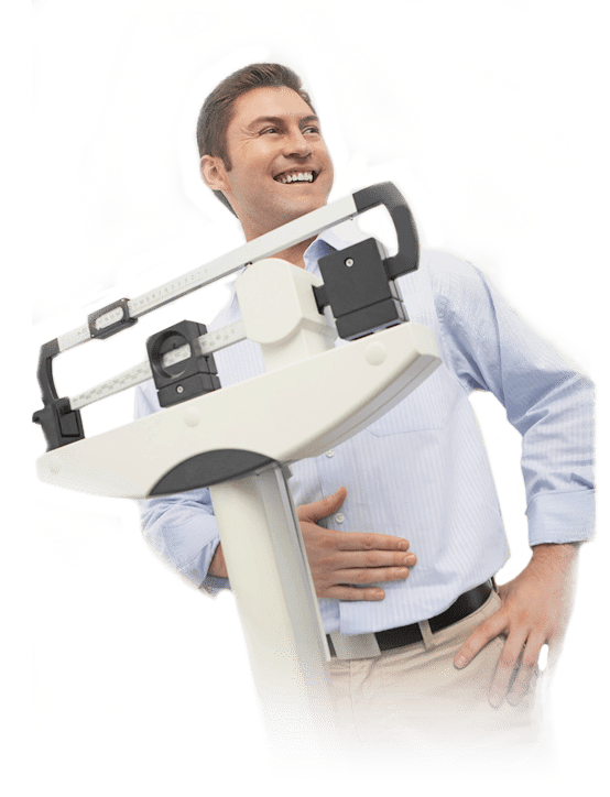 Mann auf Waage